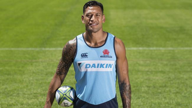 Israel Folau and the controversial Brookvale surface. Picture: Darren Leigh Roberts
