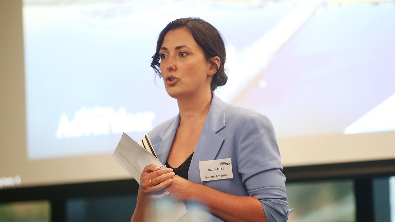 Nadja Fleet facilitates the Future Geelong workshop at Wurriki Nyal on Wednesday. Picture: Alan Barber