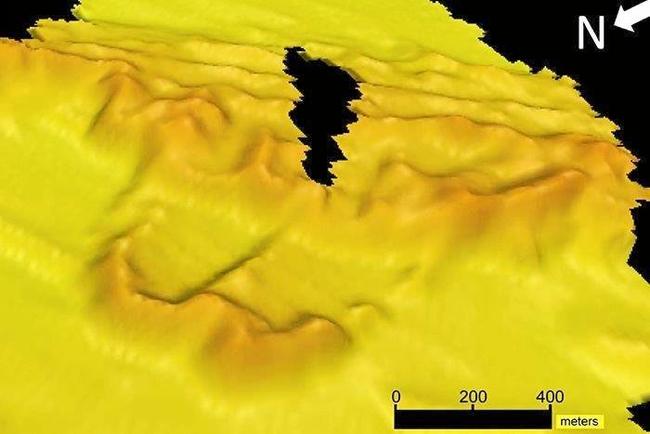 Our lost sand island, recreated from sonar seabed images off the Cooloola coastline.