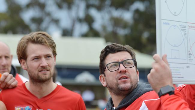 SANFL: South Adelaide v North Adelaide at Noarlunga Oval, Sunday, August 18, 2019. North coach Josh Carr. (Pic: AAP/Brenton Edwards)