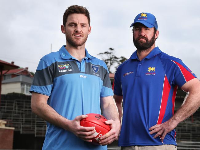 Football.  SFL preliminary final preview.  Kieran Rogers captain Lindisfarne and Tim Lamprill coach Huonville.  Picture: NIKKI DAVIS-JONES