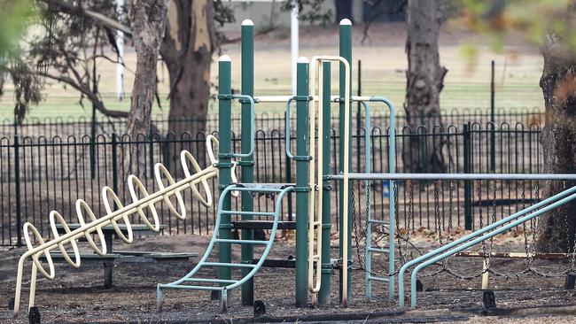 A section of the burnt playground at Riverwood Public School. Picture: Carmela Roche