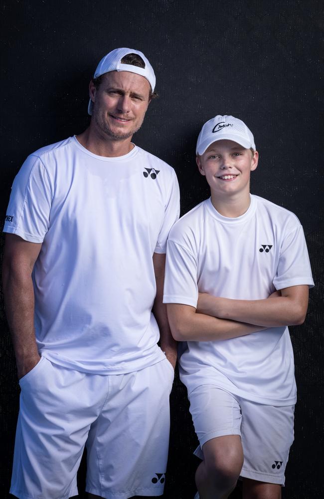 Lleyton Hewitt and son Cruz. Picture: David Kelly