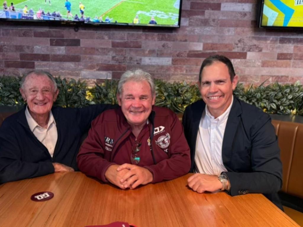 Ken Arthurson, Graham Eadie and Tony Mestrov on the Gold Coast. Credit: Supplied.