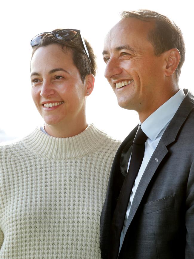 Dave Sharma with wife Rachel Lord. Picture: Jonathan Ng.