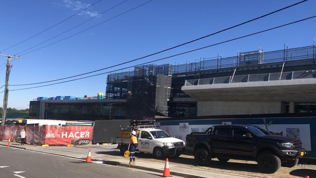 Construction work on the Wyvern Private Hospital at Terrey Hills, on Thursday. Picture: Jim O'Rourke