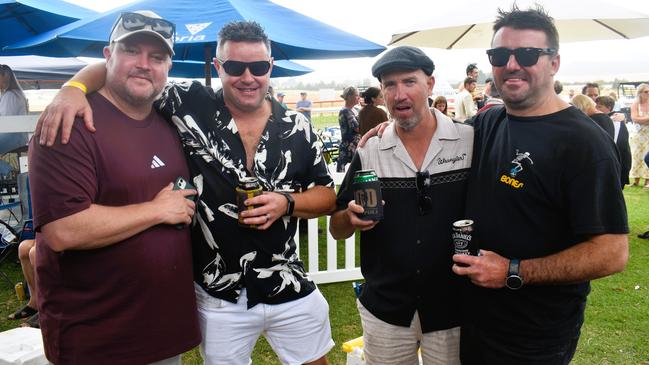 Chris Jackson, Darren McCandles, Dirk Diggler and Flakey Malone at the Alex Scott &amp; Staff Woolamai Cup on Saturday, February 8, 2025. Picture: Jack Colantuono