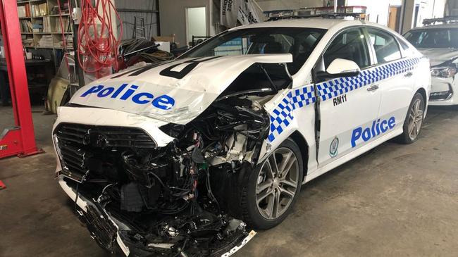 POLICE PURSUIT: Three police vehicles were damaged during a dramatic pursuit which saw a man and a pregnant woman face Lismore Local Court. Picture: Supplied