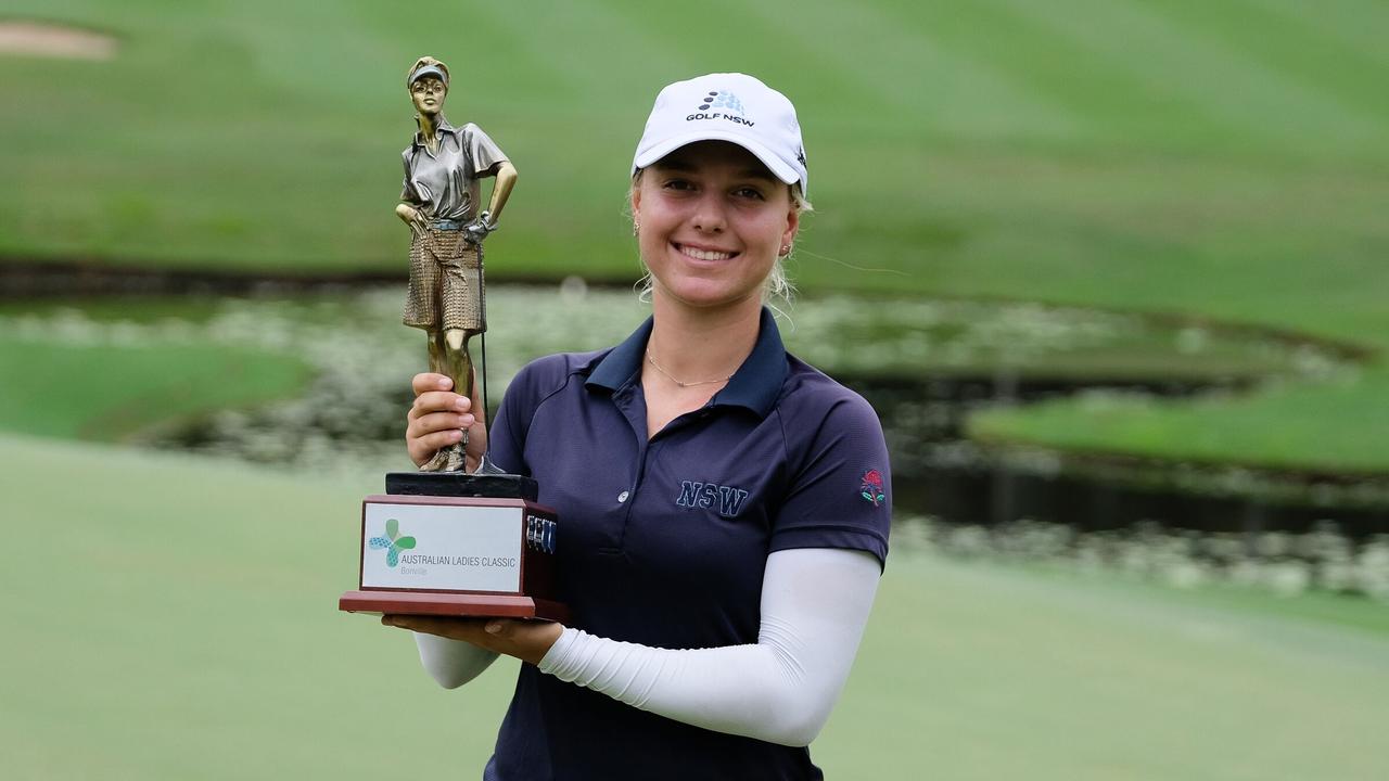 Young Sydney amateur Steph Kyriacou after winning the Australian Ladies Classic at Bonville. Picture: David Tease / Golf NSW