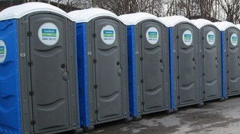 The portaloo exploded at a work site on Sunday.