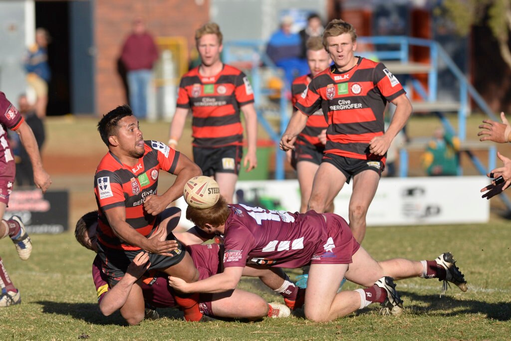 Cory Mcgrady of Valleys Roosters against Dalby Diehards in TRL Premiership qualifying final rugby league at Glenholme Park, Sunday, August 12, 2018. Picture: Kevin Farmer