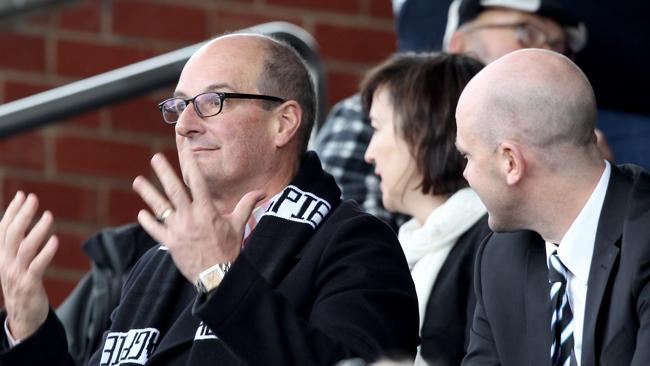 Port Adelaide president David Koch watching the Port Magpies. His push to save the Magpies has been rejected. 