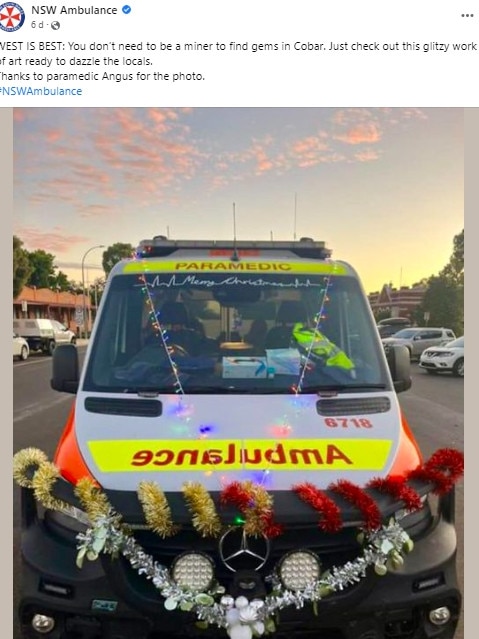 Ambulances are allow to be decorated in NSW. Pic: NSW Ambulance