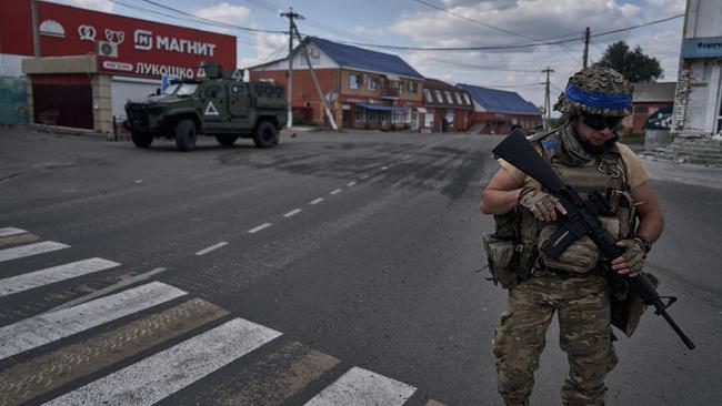 Ukrainian soldiers in Sudzha, Russia. Picture: Kostiantyn Liberov/Libkos/Getty Images