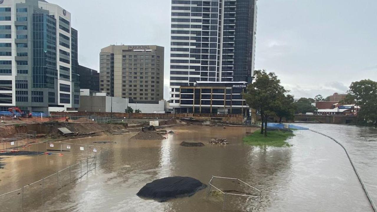 Flooding of the construction site of the New Powerhouse Museum site in Parramatta. Picture: Supplied – Alan Mascarenhas