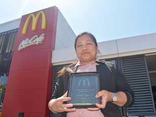 Noemi Jocson, newly appointed Restaurant Manager at McDonald's Roma, is proud to receive the Outstanding Future Leader award. Picture: Jorja McDonnell