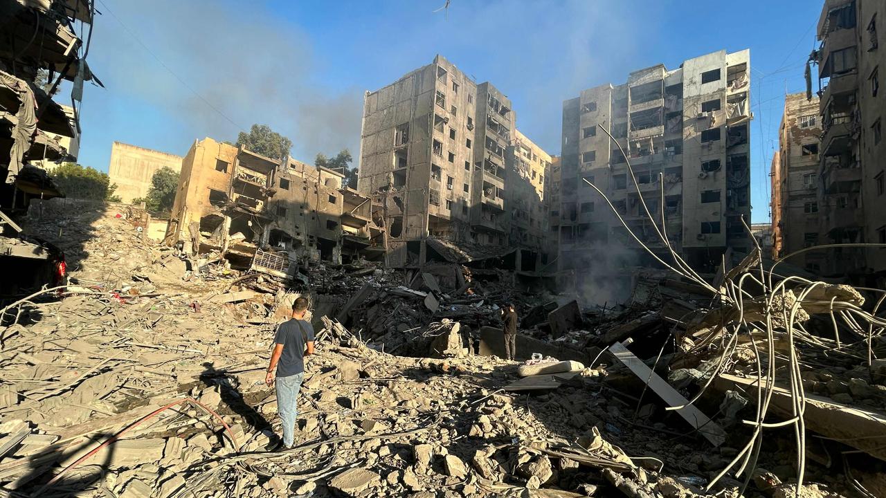 A man checks the devastation in the Haret Hreik neighbourhood of Beirut's southern suburbs, in the aftermath of the first wave of Israeli strikes on September 27. Picture: AFP