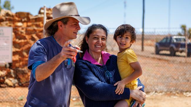 A local business owner and family head out to vote in Yalgoo, 500km northeast of Perth. Picture: Getty Images