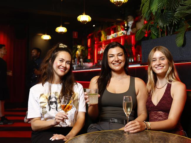 DAILY TELEGRAPH DECEMBER 3, 2024. From left Tatiana Rutkevich, Eliza Garty and Hannah Kernohan at the Carousel nightclub on Oxford Street which has made history as AustraliaÃ¢â¬â¢s first nightclub joining the worldÃ¢â¬â¢s top 100 list. Picture: Jonathan Ng