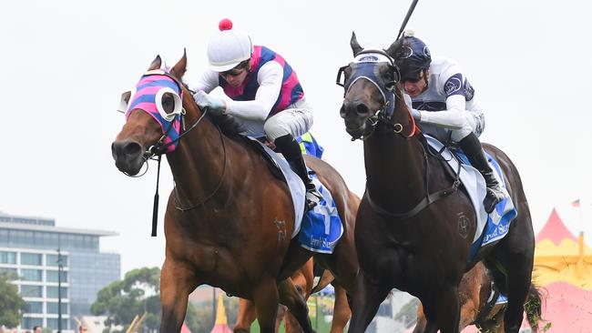 Rey Magnerio (left) heads to the Oakleigh Plate after winning the Rubiton Stakes first-up. Picture: Reg Ryan/Racing Photos via Getty Images