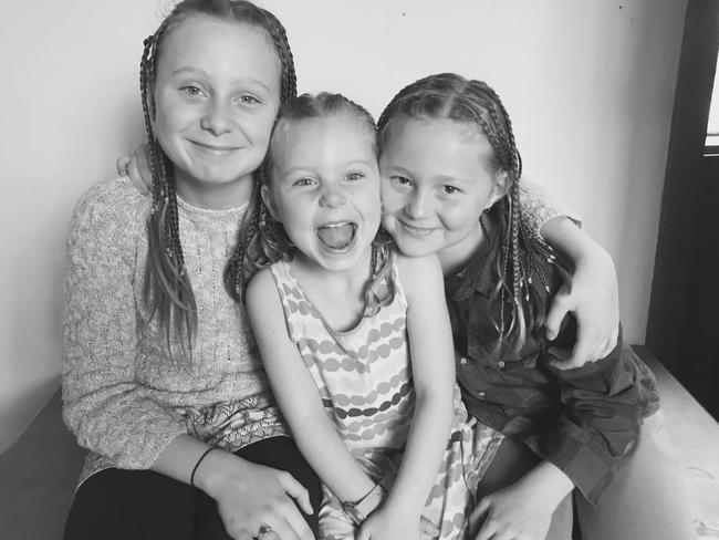 Haylie Reynolds pictured with her younger siblings Katie, and Lizzie. Picture: Supplied washing.