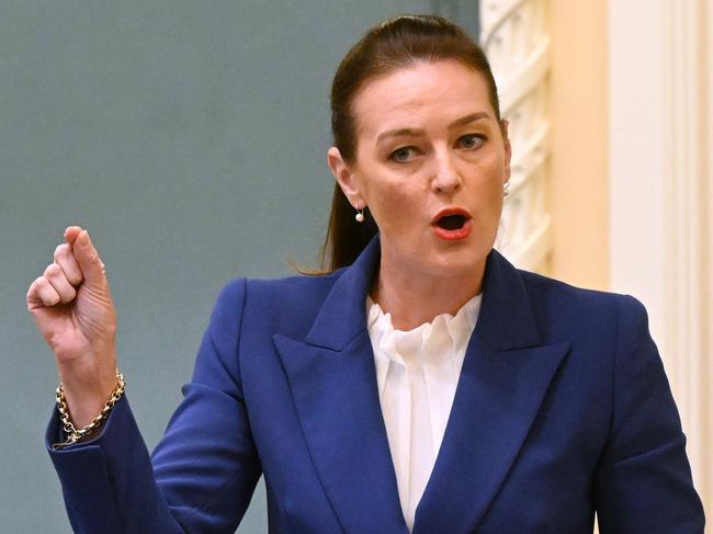 BRISBANE, AUSTRALIA - NewsWire Photos - FEBRUARY 21, 2023. Queensland Youth Justice Minister Leanne Linard speaks during Question Time at Parliament House. Picture: NCA NewsWire / Dan Peled