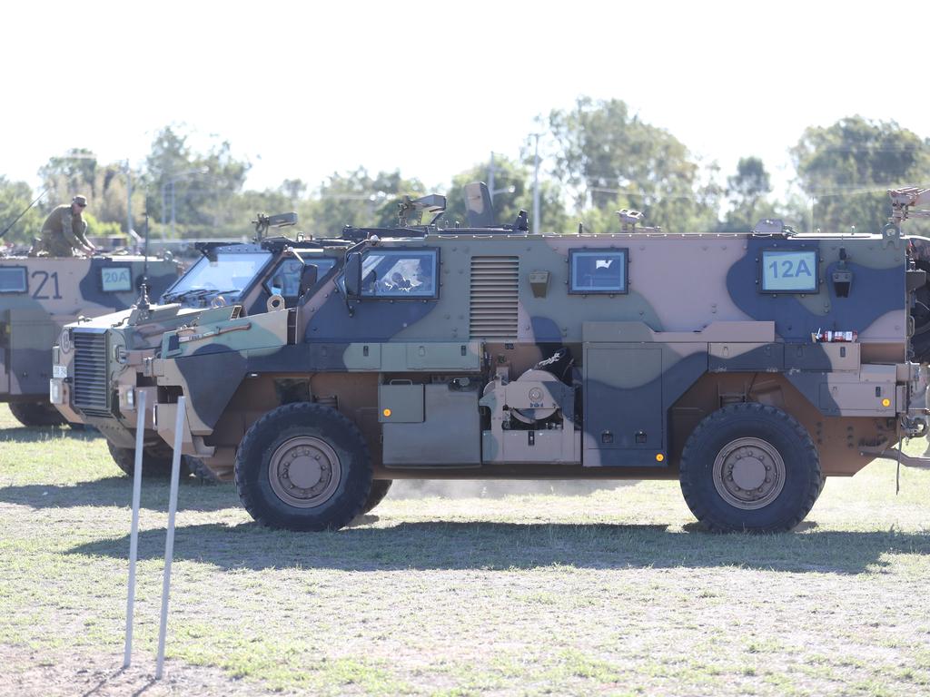 Australian and American troops on the ground at Camp Rockhampton. Pic Peter Wallis