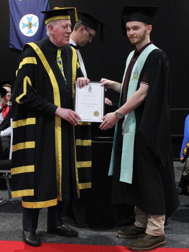 Noah Robinson graduated with a Bachelor of Medical Imaging with Distinction at the CQUniversity graduation ceremony in Bundaberg on December 14, 2023.