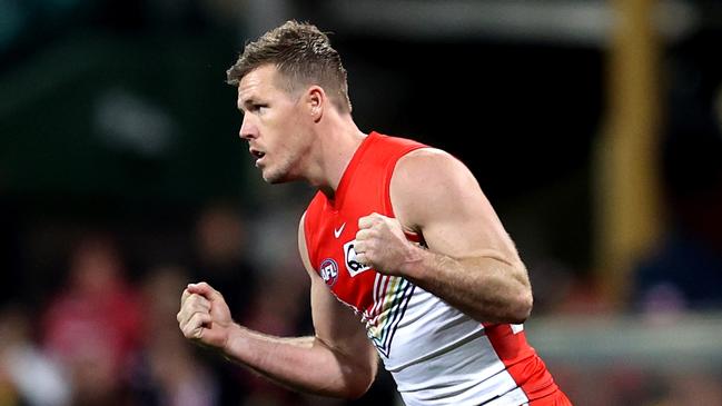 Luke Parker will bring up his 250th career game when he faces Essendon at the MCG on Saturday. Picture: Getty Images