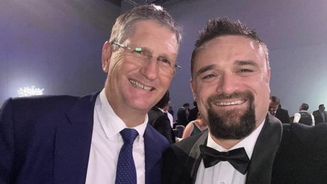 Lawrence Springborg and Daniel Hobbs, an ordained Anglican priest and former journalist, at the LNP state convention in Brisbane. Picture: Instagram