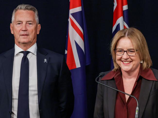 MELBOURNE, AUSTRALIA.NewsWire Photos. MAY 06, 2025. VictoriaÃs new Police Chief Commissioner Mike Bush fronts the media with Premier Jacinta Allan. Picture: NewsWire/Ian Currie