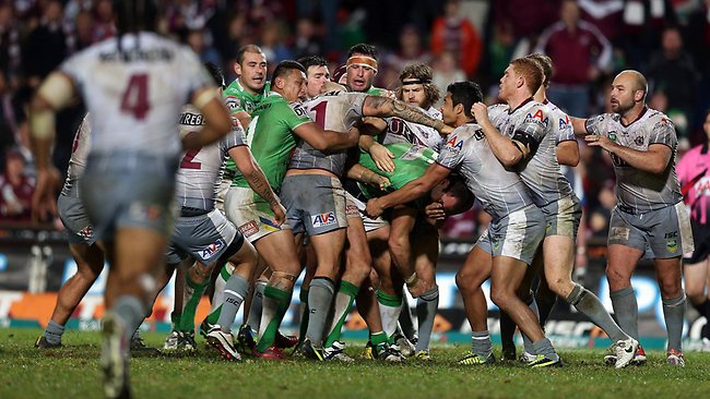 Sea Eagles get points over Canberra Raiders in ugly night at Brookvale