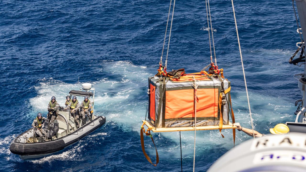 Logistic activities were also conducted at sea, providing international and new crew members an understanding of how to resupply on the move. Picture: Department of Defence.