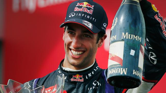 MONTREAL, QC - JUNE 08: Racewinner Daniel Ricciardo of Australia and Infiniti Red Bull Racing celebrates following his victory during the Canadian Formula One Grand Prix at Circuit Gilles Villeneuve on June 8, 2014 in Montreal, Canada. (Photo by Tom Pennington/Getty Images)