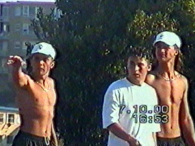 Flashback to 2000: From left, Mahmoud Chami, Belal Hajeid and Mohamed Ghanem at Bondi.