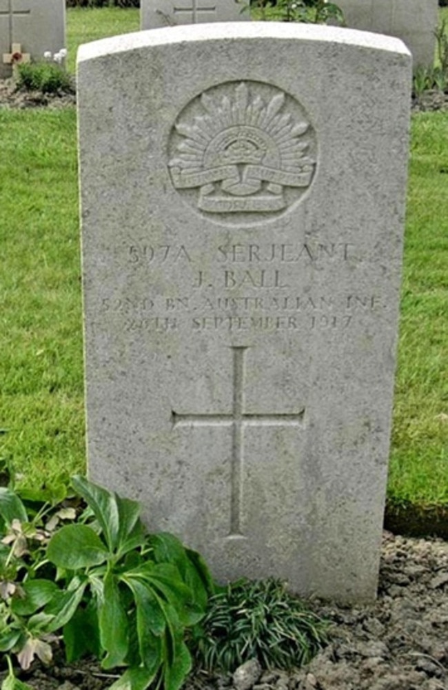 The grave of Sergeant James Ball. Picture: Virtual War Memorial Australia