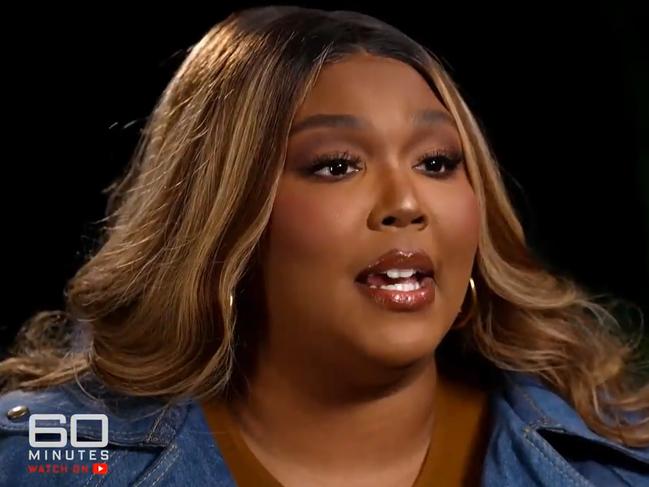 Lizzo sat down with 60 MInutes reporter Tom Steinfort just days before a lawsuit was filed against the pop star by three of her former dancers. Picture: 60 Minutes