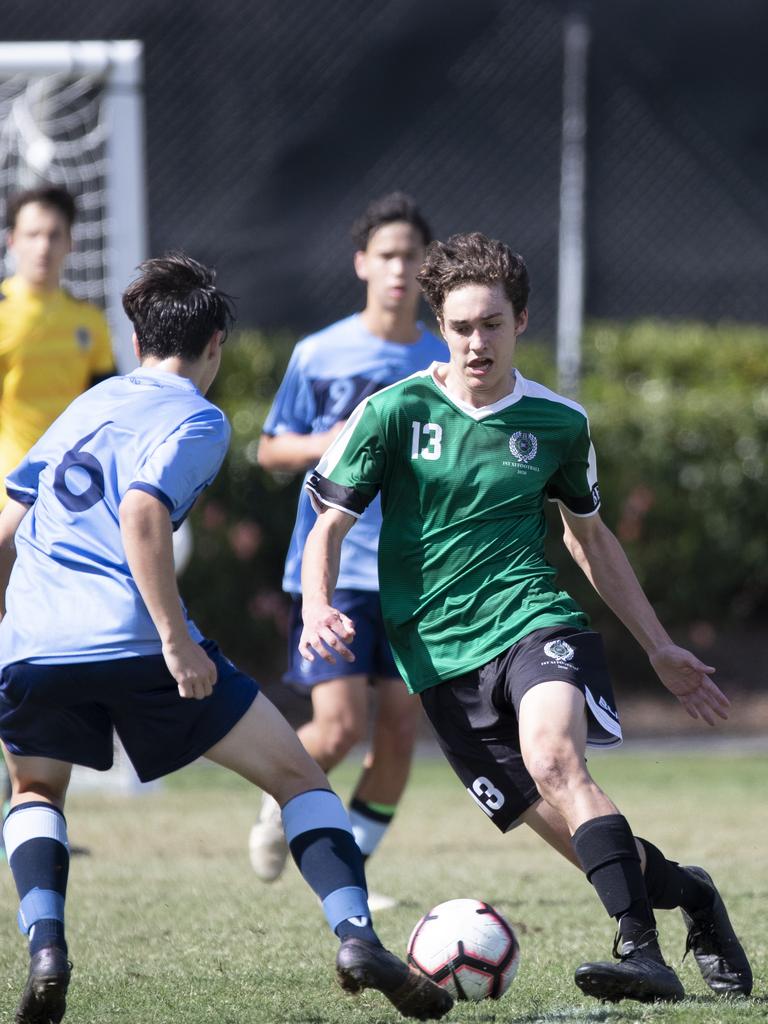 First XI football Brisbane Grammar School vs Brisbane Boys College. BBC #13 D.Carmignani. August 8, 2020. Picture: Renae Droop