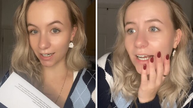 Meg was absolutely mortified by the letter. Source: megmegmegitsmeg/TikTok