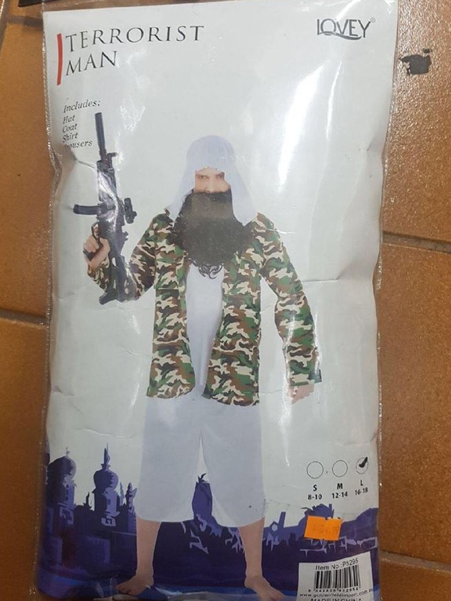 The costume includes keffiyeh style hat, camouflage jacket, white shirt and pants. Picture: Supplied