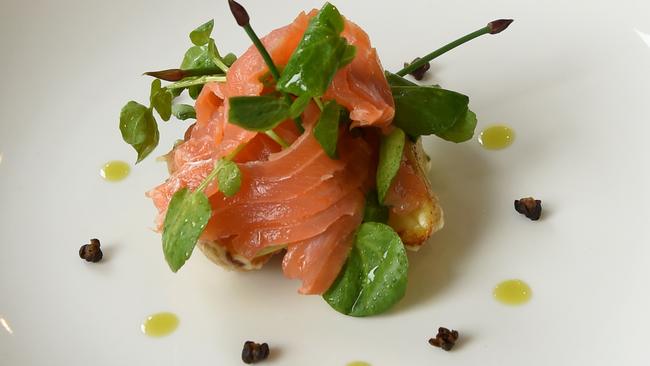 The go-to dish; hot-smoked salmon.