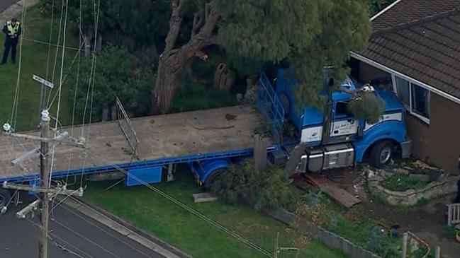 The unoccupied truck crashed into the home on Friday morning. Picture: Today/ Channel 9