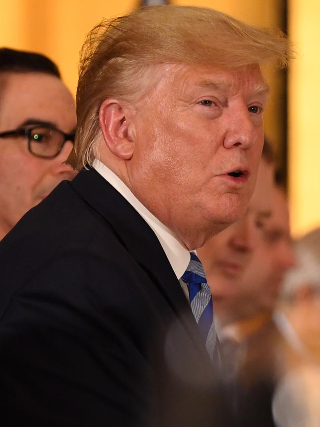 Donald Trump speaks during a working dinner with Australian Prime Minister Scott Morrison. Picture: AAP Image/Lukas Coch