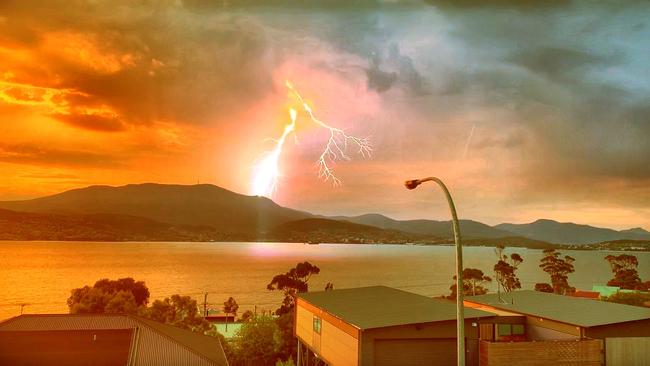 Reader Shane Mundy captured this terrific image of the lightning storm in Hobart from Tranmere last night. 