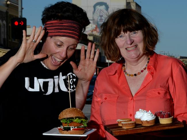 Steph Taylor, of Red Lime Shack, and Suzanne Donnelly, of Mayfair Bakery, look forward to showing off Port Adelaide when the Tour Down Under returns to the area in 2018. Picture: Bernard Humphreys