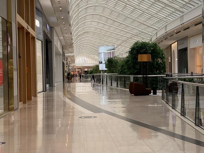 Chadstone's usually bustling luxury retailer hall was eerily quiet. Picture: Suzan Delibasic