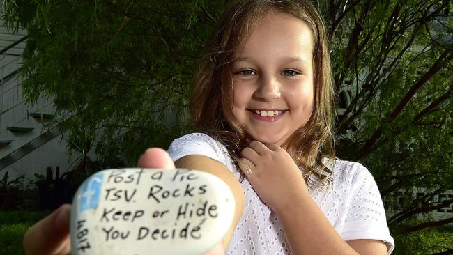 Kailey Little, 8 is excited about Townsville rocks. PICTURE: MATT TAYLOR.