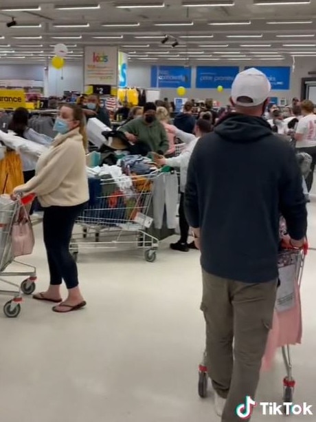 ‘I thought the stores have to limit how many people can be in there’. Picture: TikTok/Dibzbabt