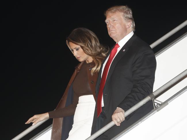 President Donald Trump and first lady Melania Trump arrive at the Ministro Pistarini international airport in Buenos Aires, Argentina. Picture: AP/Pablo Martinez Monsivais