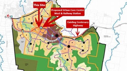 A map showing Peter Huang’s proposed shopping and residential centre site at Ripley.